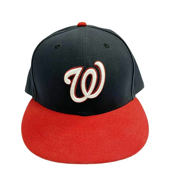 Washington Nationals Blue Red New Era 59FIFTY Throwback On Field Fitted Cap Hat - Picture 1 of 5